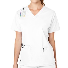 WonderWink Womens V-Neck Top Medical Scrubs Shirt, White, 2X US