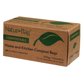 Natur-Bag Small Food Waste Compostable Bags - 3 Gallon, 25 Bags - for Food Scraps