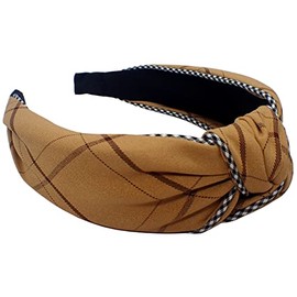 Topkids Accessories Checkered Knot Alice Bands Adult Women, Hair Accessories for Women, Hair Bands for Women, Thick Headband, Womens Headbands, Head Bands Adult Women, Wide Headbands (Beige)
