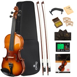 Cecilio 1/2 Violin Solidwood Violin with Hard Case, Bow, Rosin, Tuner, Shoulder Rest & Lesson Book – Ideal for Beginners