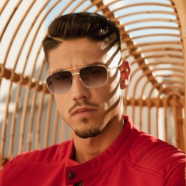 zooxsky Bifocal Reading Sunglasses for Men Women Classic Aviator Bi-focal Sun Readers Rectangle Metal Frame Shades UV400 +2.00