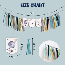 VANGNING First Trip Around the Sun One Birthday Highchair Banner - Outer Space Planets High Chair Banner, Astronaut Rocket 1st First Birthday Boy High Chair ONE Banner Party Decor