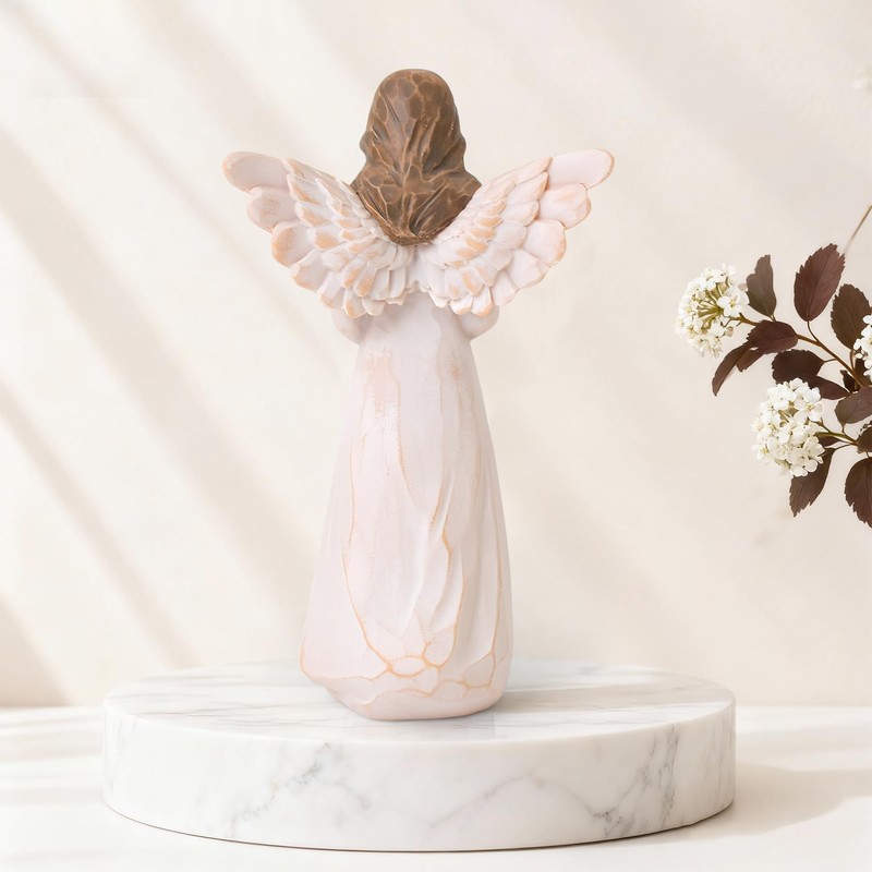 House Warming Gifts New Home, Guardian Angel with House Figurines