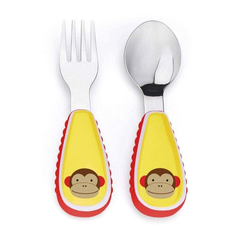 Skip Hop Toddler Utensils, Fork and Spoon Set, Monkey