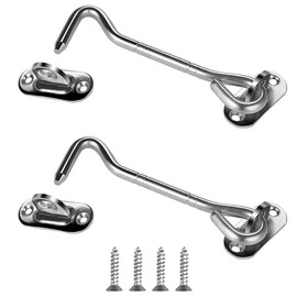 2 Pcs Gate Hook and Eye, Cabin Hook Swivel Latch Ideal for securing and Holding Open Shed Doors, Garden Gates, Cabinet Doors and Windows