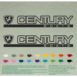 Pair of Century Boat Compatible Replacement Restoration Decals Vinyl Stickers Outboard Motor Set of 2 (36", Black 070)