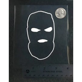 Unbranded Ski Mask Balaclava WHITE vinyl decal for car windows weatherproof 4.25 x 2.3 in.