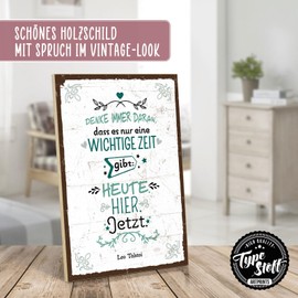 TypeStoff HS-01098 Wooden Sign with Saying - Today - Vintage Look with Quote as Gift and Decoration on the Theme Here and Now