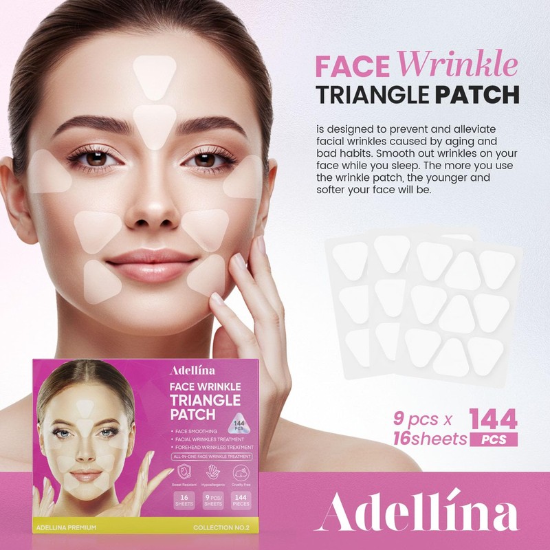 Anti-Wrinkle Forehead and Facial Patches – Overnight Triangle Patches for