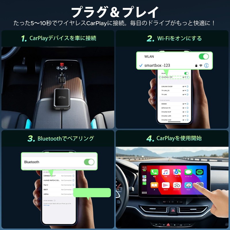 LAMTTO Wireless CarPlay Adapter (Dual Use TV Stick), Wireless Car