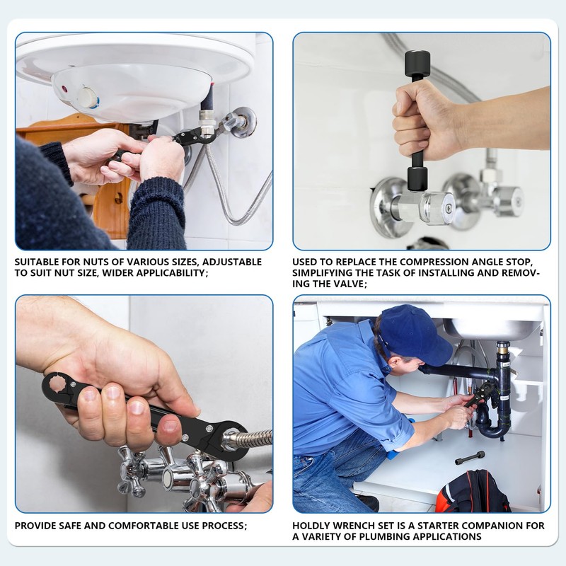 Holdly Multi-Functional Angle Stop Wrench Kit - Plumbing Tools for