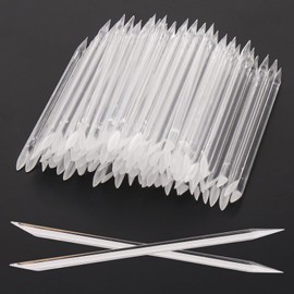 Crystal Nail Art Cuticle Pusher Sticks, 100PCs Disposable Double-Sided Cuticle Remover Set Hygienic Nail Pusher Tool for Manicure and Pedicure Nail Cleaning Cuticle Stick (Clear)