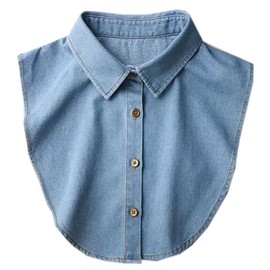 AruiLeo Denim Fake Collar Shirt Detachable,Versatile Accessories Dickey Collars Blouse Top for Women Girls Decorative Favors (US, Alpha, Medium, Regular, Regular, Blue)