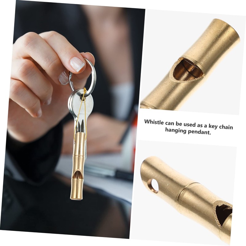 Sosoport 5sets Loud Brass Survival Whistle Pendant Essential Outdoor Accessory