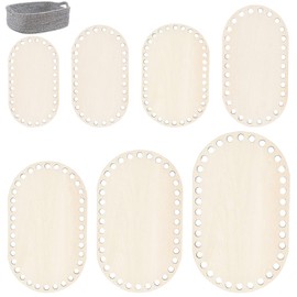 TTYSHIP® Pack of 7 Basket Base for Crochet, Oval Crochet Floor Wood, Natural Wood Basket Base, Crochet Basket Base for DIY Basket Weaving, Supplies Crafts (7 Sizes)