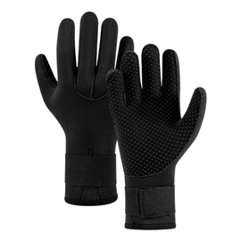AUTUUCKEE 5mm Wetsuit Gloves, Anti-slip Thermal Neoprene Gloves with Adjustable Waist Strap Sailing Gloves, Swimming Gloves for Men Women Diving Snorkeling Surfing Paddling Kayaking Swimming