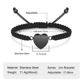 AIWENXI Cremation Bracelet for Ashes, Cremation Jewellery, Heart Urn Ash Bracelet with Angel Wings Keepsake Urn Memorial Ashes Jewellery, Stainless Steel