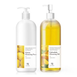 Earthloha Large Capacity Yuzu Cleansing Foam Calendula Cleansing Oil Set / 어스로하 대용량 유자 클렌징 폼 카렌듈라 클렌징 오일 세트