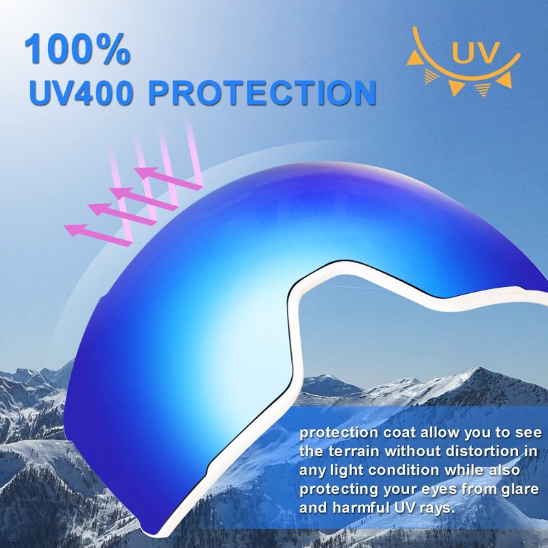 EXP VISION Ski Goggles Anti Fog Magnetic Snow Goggles, OTG