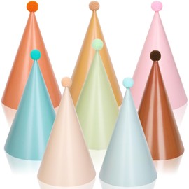 FYSUIMU 24 PCS Boho Party Hats Retro Color Birthday Party Paper Cone Hat Macaron Themed Hats for Kids and Adults Birthday, Baby Shower, Bridal Shower Party Decorations