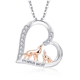STARCHENIE Mama Necklace Wolf Necklace for Women Sterling Silver Mother and Daughter Necklaces Mother Daughter Jewelry
