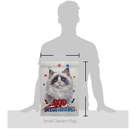 Breeze Decor Patriotic Blue Bicolor Ragdoll Garden Flag-Set Mailbox Hanger Cat Kitten Meow Spoiled Paw Fur Pet Nature Farm Animal Creature House Banner Small Yard Gift Double-Sided, Made in USA