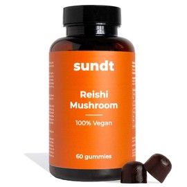 Reishi Mushroom - Reishi Gummies | 200 mg Organic Extract | 60 Vegan, Sugar-Free Gummies for Immune System & Wellbeing | Sundt Nutrition