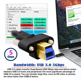 cablecc 5Gbps USB 3.0 Type-A Male to USB 3.0 Type-B With M3 Thumbscrew Male Mount Panel Type for Industrial Camera Robot Scanner Disk 200 cm