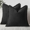 MIULEE Decorative Throw Pillow Covers Neutral Linen Fringe Throw Pillows