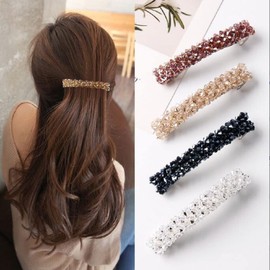 KIMUWHI 6pcs Shiny Crystal Spring Hair Clip Barrettes Hairpin Hair Accessories For Women And Girl