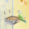 Bird Cage Seed Catcher Feeder with Perch and Anti-Slip Stand,