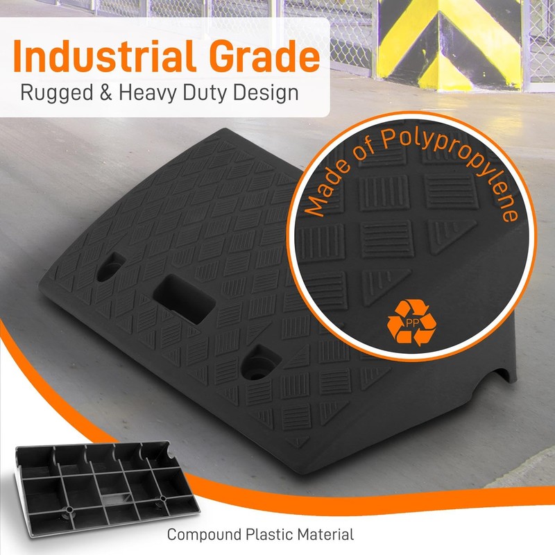 Pyle Portable Lightweight Plastic Curb Ramps - 2PC Heavy Duty
