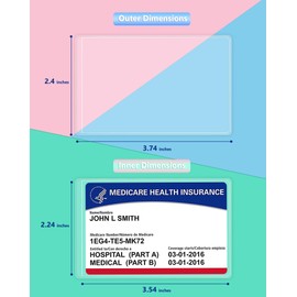6 Pack New Medicare Card Holder Protector Sleeves，12Mil Clear PVC Waterproof Medical/Credit Card, Business/Social Security Card Protector