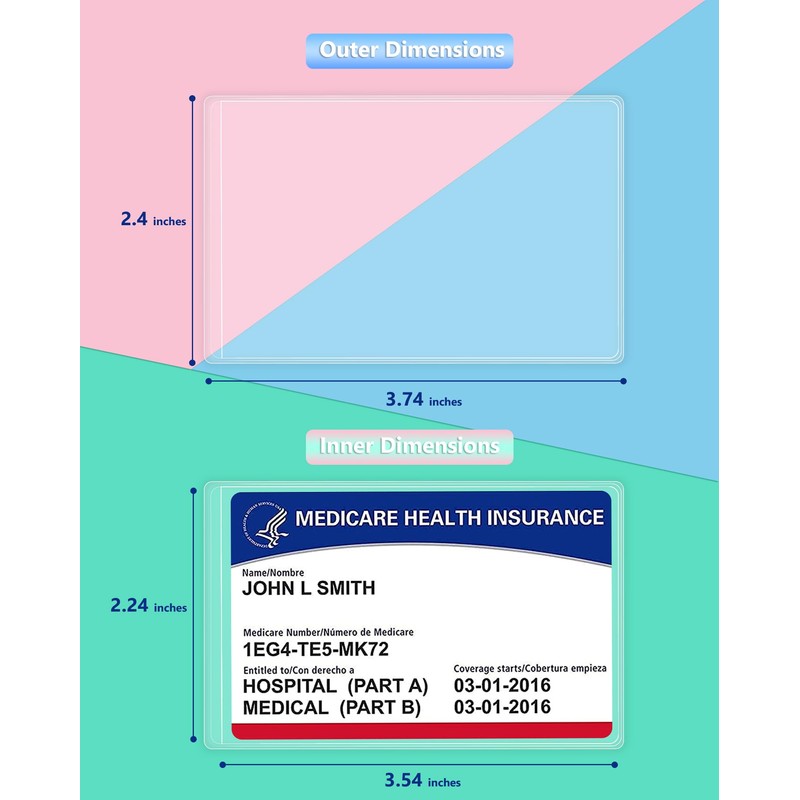 6 Pack New Medicare Card Holder Protector Sleeves，12Mil Clear PVC