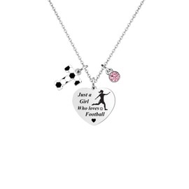 LUXYSODE Football Initial A-Z Necklace Football Gifts for Girls Football Necklace Gifts Football Players Gift Football Necklace Sliver Jewellery Birthday Christmas Graduation Gifts (T)