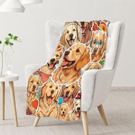 Golden Retriever Blanket Gifts - 50x40 Inches Cute Throw Blanket for Kids, Girls, Boys - Yellow Soft Fuzzy Blankets for Crib, Couch & Travel