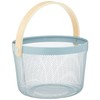 Daikai Linie Storage Iron Basket, Wood Handle, Round, Light Blue