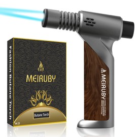 Butane Torch Lighter with Adjustable Jet Flame and Safety Lock, Refillable Portable Culinary Blow Torch for Kitchen Cooking, Baking, BBQ, Welding & Camping