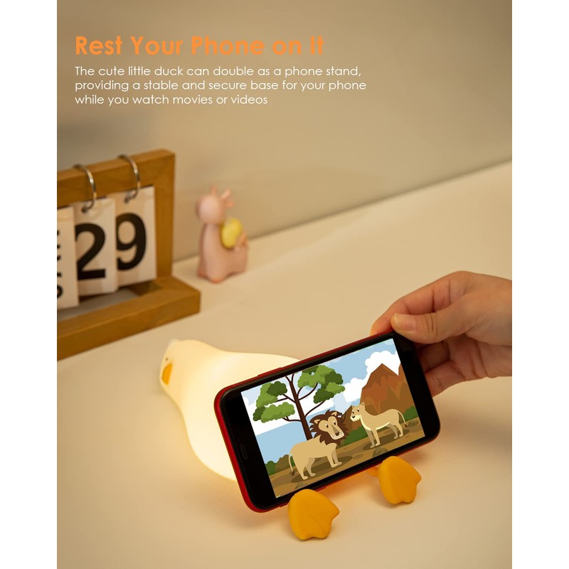 Cute Silicone Duck Night Light, 3 Level Dimmable Touch Control