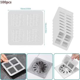 Disposable Shower Drain Hair Catcher 100 Pieces Drain Hair Catcher Mesh Sticker Drain Strainer for Shower Hair Hair Strainer for Sink Strainer for Kitchen Sink Shower Drain