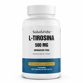 Salud Vida Tirosina 500 200 Cápsulas Aminoácido Puro Dosis Clara Por Porción Gluten Gmo Cápsula Día Rinde Días