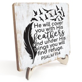 Inspirational Wood Sign Rustic Desk Decor Home House Office Work Table Desk Accessories Decorative Motivational Christian Religious Bible Verse Faith Decorations Office Supplies Laundry Cubicle Decor