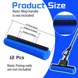12 Pcs Roller Mop Refill Blue PVA Sponge Mop Head Replacement Bulk Absorbent for Business Garage Home Kitchen Bathroom Cleaning