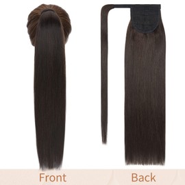TESS Ponytail Hairpiece Real Hair 55 cm 95 g Long Straight Wrapped Ponytail Extension Real Hair Wrap Around for Women (55 cm - #2Dark Brown)