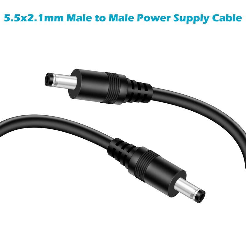 18AWG 2-Pack 6FT DC Power Cable Male to Male, 5.5mm