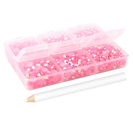 Multi Size 3mm 4mm 5mm Resin Rhinestone AB Color Rhinestone for Mugs, Bottles, Tumblers, Craft Decoreation (A63 Jelly Light Pink AB)