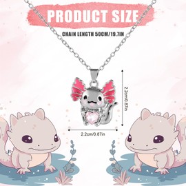 Mikovivi Cute Axolotl Necklace, Pendant Necklace for Women Axolotl Crystal Necklace Pink Crystal Pendant Necklace for Girls Gift Trendy Jewelry Accessories