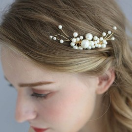 IYOU Bridal Wedding Hair Combs Silver Pearl Side Comb headpiece Bride Hair Accessories for Women and Girls