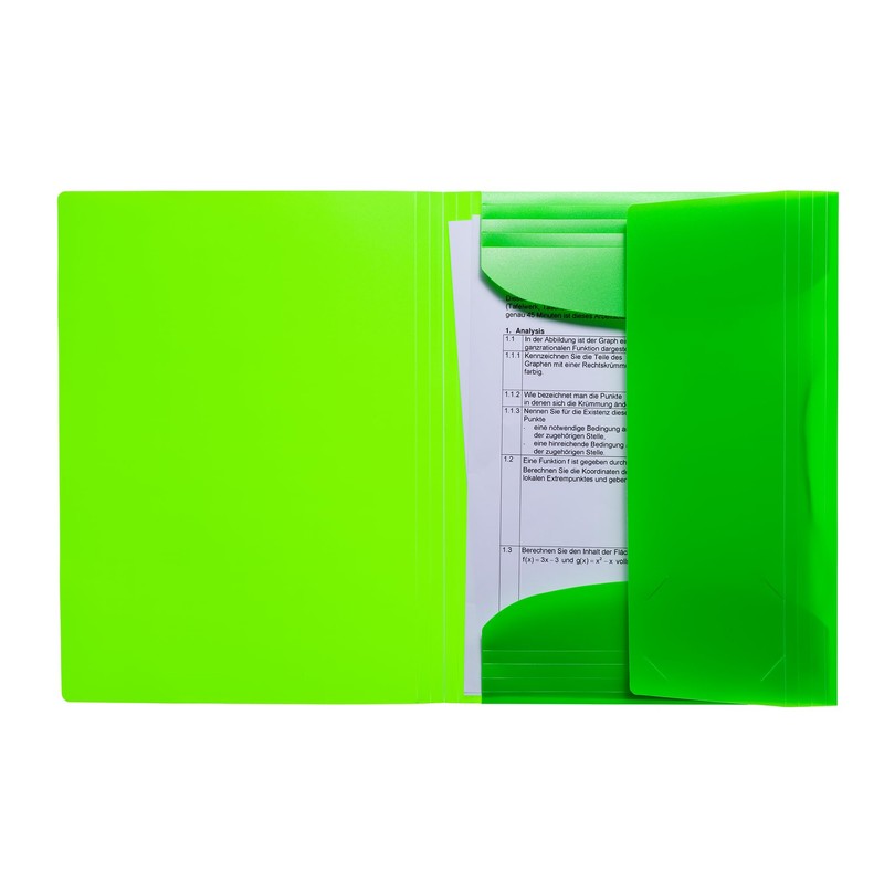 HERMA 19658 Portfolio Folders A4 Translucent Neon Green, Pack of