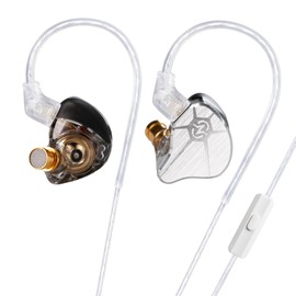 Bass Wired Headphone,CCZ BC04 Custom High-Frequency BA IEM Headphone, Stereo Sound IEM Earbuds Earphone with Oxygen-free Copper Silver-plated Cable for Musician System (with MIC, BC04-Silver)…